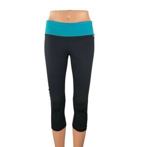 Lululemon Women's Black Blue Colorblock Low Rise Crop Athletic Leggings Pants 6